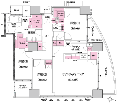 Floor: 3LDK + 2WIC + SIC + N, the occupied area: 94.03 sq m, Price: TBD