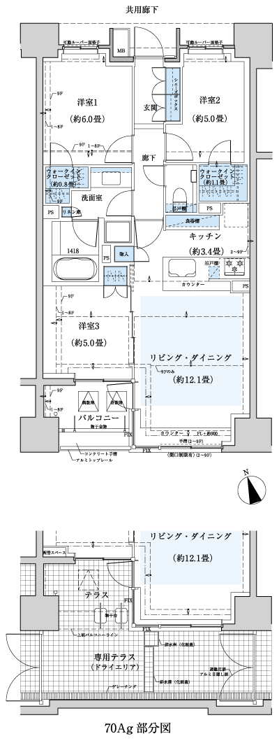 Floor: 3LDK, occupied area: 70.14 sq m, Price: 65,981,070 yen, now on sale