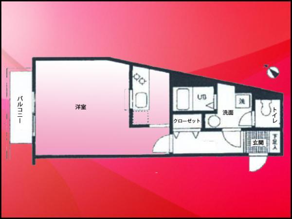 Floor plan. 1K, Price 24.5 million yen, Occupied area 31.72 sq m , Balcony area 2.67 sq m