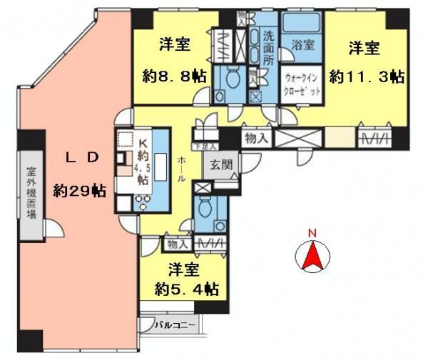 Floor plan. 3LDK, Price 82,600,000 yen, Footprint 168.33 sq m , Balcony area 2.66 sq m