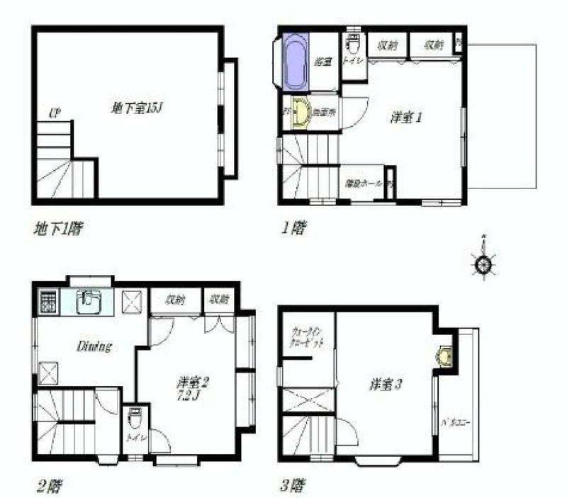 Floor plan. 64,800,000 yen, 3DK, Land area 58.34 sq m , Building area 109.39 sq m 2LDK With underground warehouse