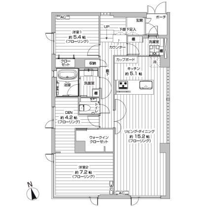 Floor plan. 2LDK, Price 59,800,000 yen, Occupied area 87.75 sq m