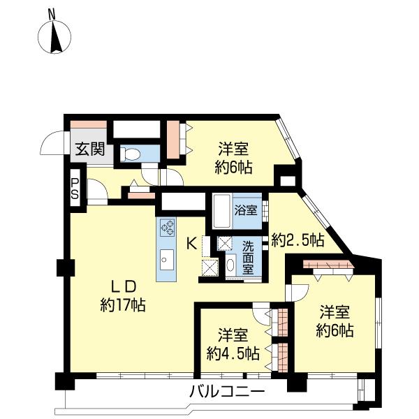 Floor plan. 3LDK, Price 41,800,000 yen, Footprint 85.5 sq m , Balcony area 12.4 sq m Floor