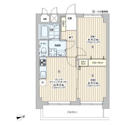 Floor plan. 2LDK, Price 26,800,000 yen, Footprint 45 sq m , Can also be used as a balcony area 6.58 sq m large 1LDK, Spacious floor plan. Corridor also widely, Entrance will feel spacious.