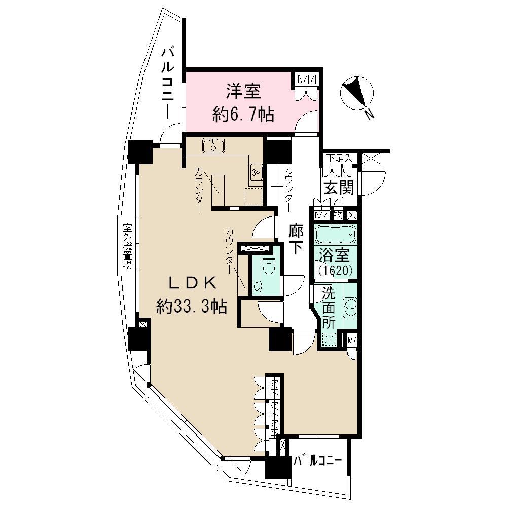 Floor plan. 1LDK, Price 98,500,000 yen, Occupied area 96.26 sq m , Balcony area 10.71 sq m