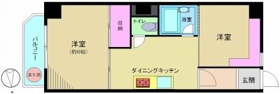 Floor plan. 2DK, Price 12.8 million yen, Occupied area 33.48 sq m , Balcony area 3.6 sq m