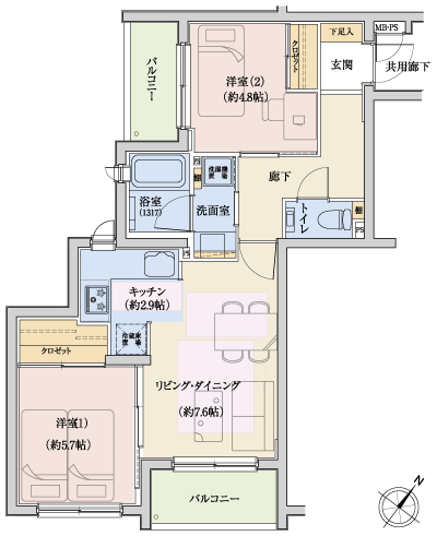 Floor: 2LDK, occupied area: 51.55 sq m, Price: TBD