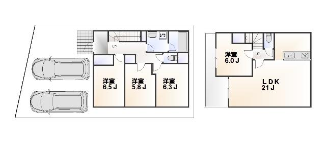 Building plan example (floor plan). Building plan example: Building Price 17 million yen, Building area 93.55 sq m