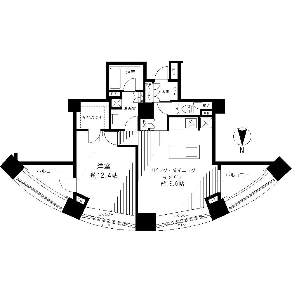 Floor plan. 1LDK, Price 55,500,000 yen, Occupied area 71.17 sq m , Balcony area 14.56 sq m