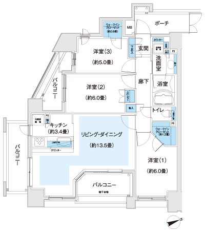 Floor: 3LDK + 2WIC, occupied area: 75.57 sq m, Price: 52,880,000 yen, now on sale