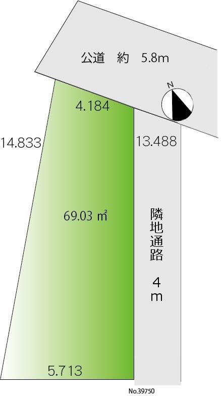 Compartment figure. Land price 56,800,000 yen, Land area 69.03 sq m site area: 69.03 sq m front road width: 5.8m