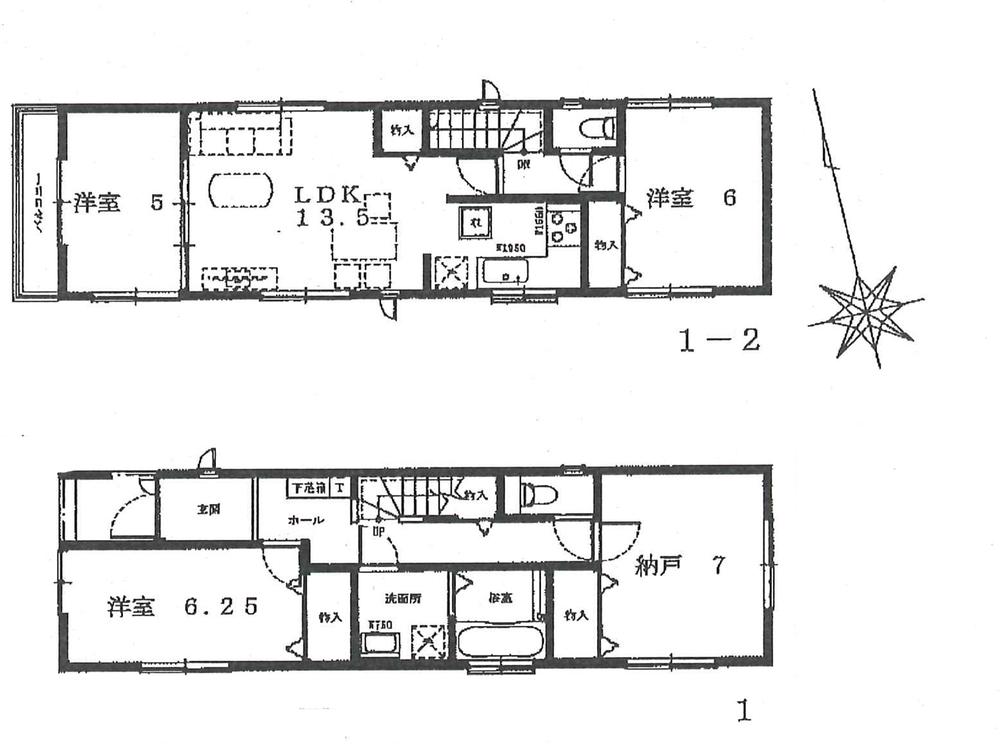 Floor plan. (1 Building), Price 65,800,000 yen, 4LDK, Land area 93.1 sq m , Building area 93.56 sq m