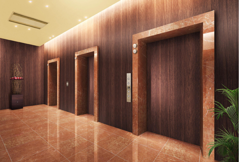 Shared facilities.  [Elevator hall of attention]  Use the marble on the floor of the elevator hall, We produce a magnificent and profound feeling. (Rendering)