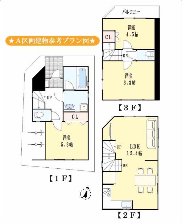 Building plan example (floor plan). Building plan example (A townland) Building Price   16 million yen, Building area 73.46 sq m (including porch Partial 1.23 sq m)