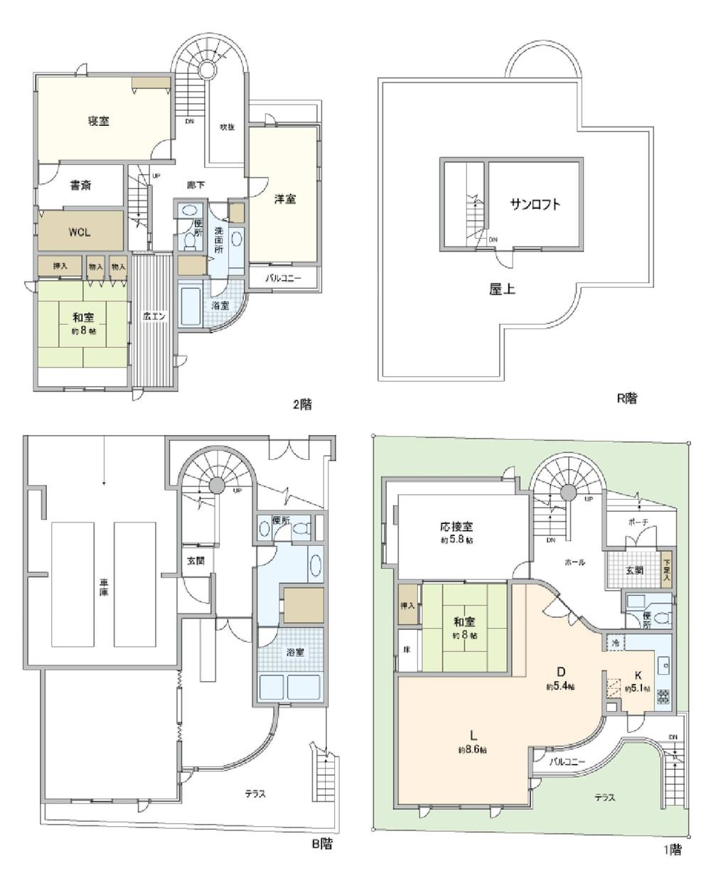 Floor plan. 195 million yen, 5LDK + S (storeroom), Land area 200.54 sq m , Building area 389.62 sq m 3 storey underground first floor chair lifting machine equipped