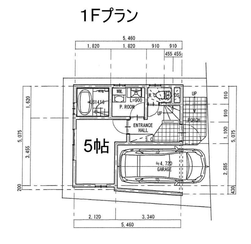 Building plan example (floor plan). 1F 20.5 square meters