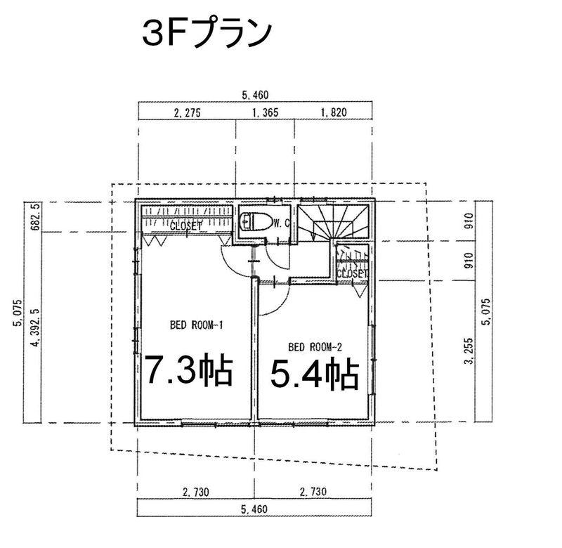 Building plan example (floor plan). 3F 27.7 square meters