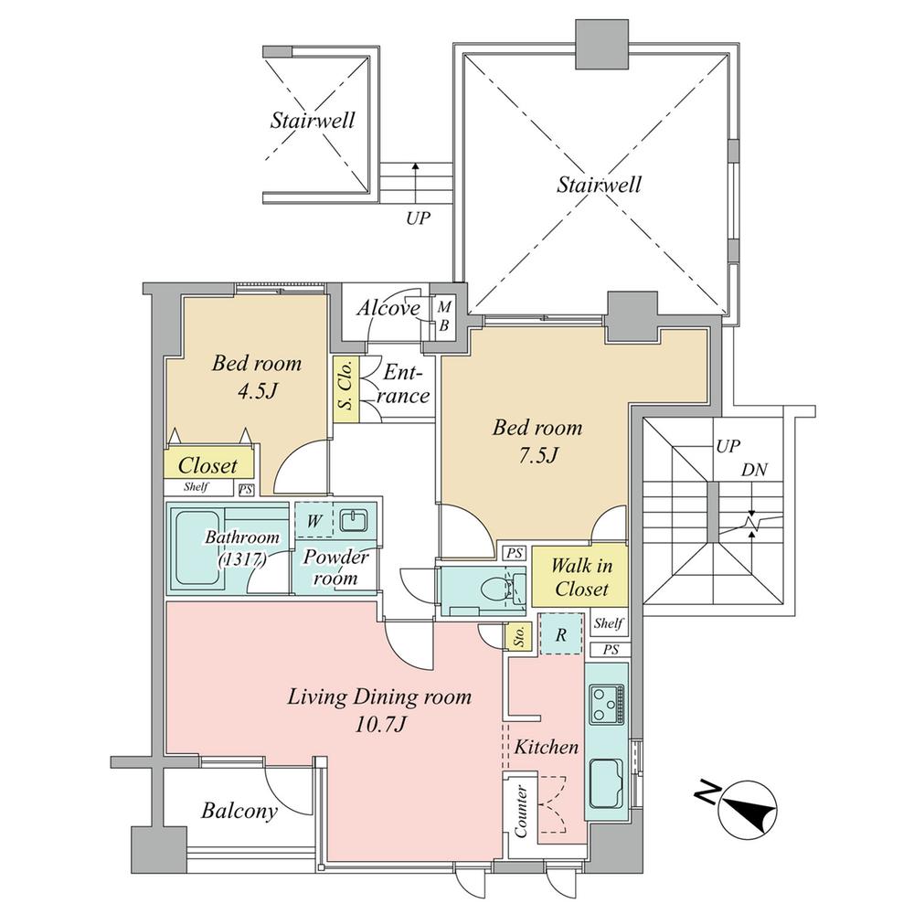 Floor plan. 2LDK, Price 48 million yen, Occupied area 60.29 sq m , Balcony area 4.25 sq m