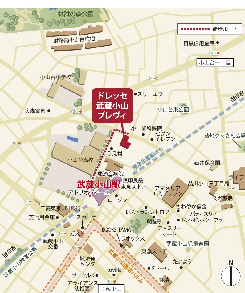 Local guide map. 3-minute walk from the station to the local. Not only convenient to move, Can be close to use a commercial facility that gather around the station is the goodness of the "station near" Mansion