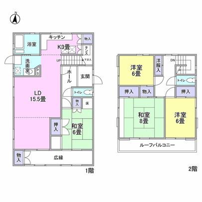 Floor plan. 4LD ・ K type Living dining 15.5 tatami
