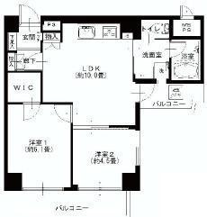 Floor plan. 2LDK, Price 28,900,000 yen, Occupied area 46.21 sq m , Balcony area 9.19 sq m