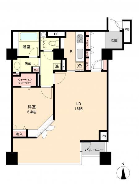Floor plan. 1LDK, Price 39,800,000 yen, Occupied area 76.55 sq m , Balcony area 2.11 sq m