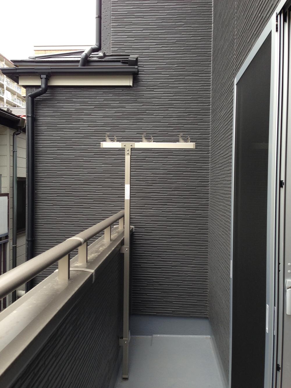 Balcony. With things interference pole