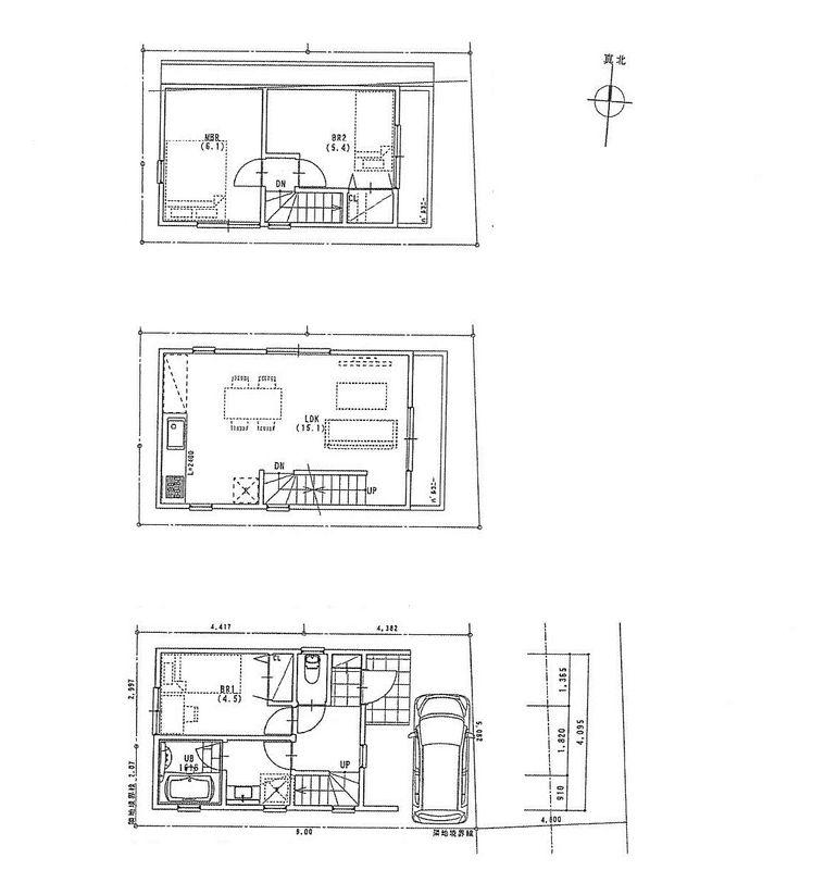 Compartment view + building plan example. Building plan example, Land price 35,300,000 yen, Land area 45.18 sq m , Building price 12.5 million yen, Building area 72.26 sq m reference plan