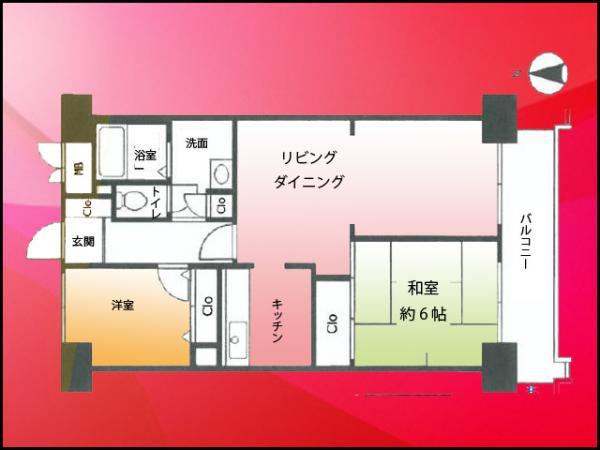 Floor plan. 2LDK, Price 21,800,000 yen, Footprint 58.8 sq m , Balcony area 7.28 sq m 2LDK Shopping is conveniently located