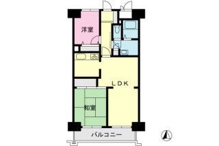Floor plan. 2LDK, Price 21,800,000 yen, Footprint 58.8 sq m , Balcony area 7.28 sq m