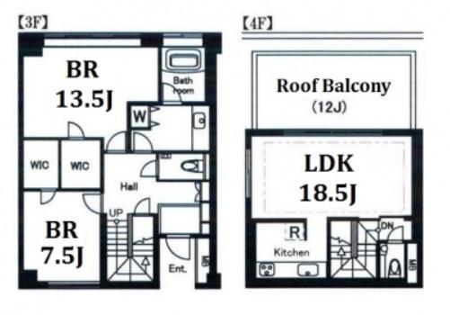 Floor plan. 2LDK, Price 128 million yen, Footprint 114.57 sq m , Balcony area 20.16 sq m wide maisonette