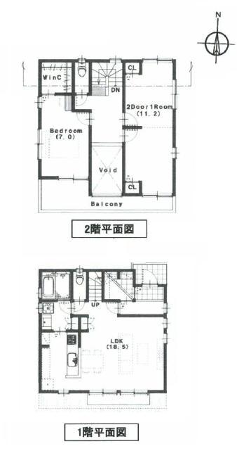 Compartment figure. Land price 76,400,000 yen, Land area 118.92 sq m building plan example (NO.2 No. land) Building price 14 million yen Building area 96.88 sq m