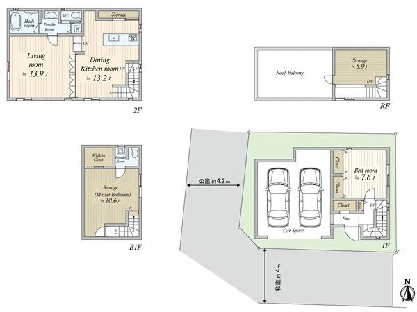 Floor plan. 135 million yen, 1LDK + S (storeroom), Land area 87.84 sq m , Building area 143.25 sq m