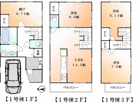 Floor plan. 59,800,000 yen, 3LDK + S (storeroom), Land area 67.09 sq m , Building area 103.87 sq m