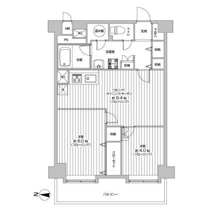 Floor plan. 2LDK, Price 19,800,000 yen, Occupied area 50.02 sq m , Balcony area 7.57 sq m