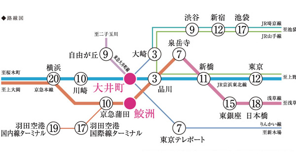 Surrounding environment. JR Keihin Tohoku Line ・ Keikyu main line ・ Rinkai etc., Versatile Access Available blessed with underbody.  ※ Access view