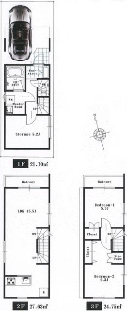 Floor plan. 50,220,000 yen, 2LDK + S (storeroom), Land area 46.12 sq m , Building area 79.18 sq m floor plan