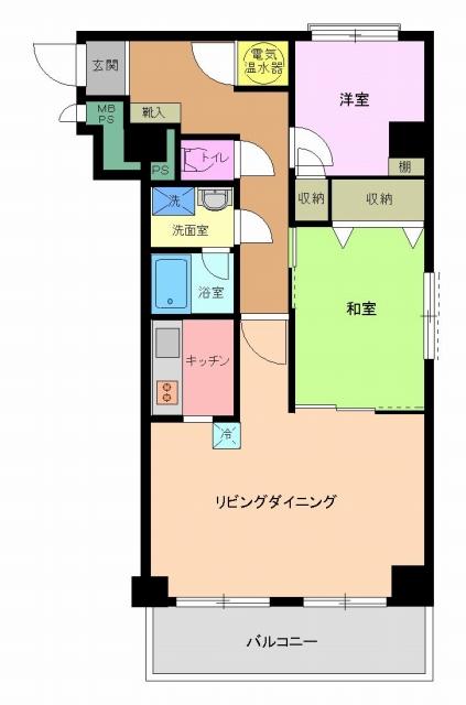 Floor plan. 2LDK, Price 21,800,000 yen, Occupied area 58.32 sq m , Balcony area 7.54 sq m