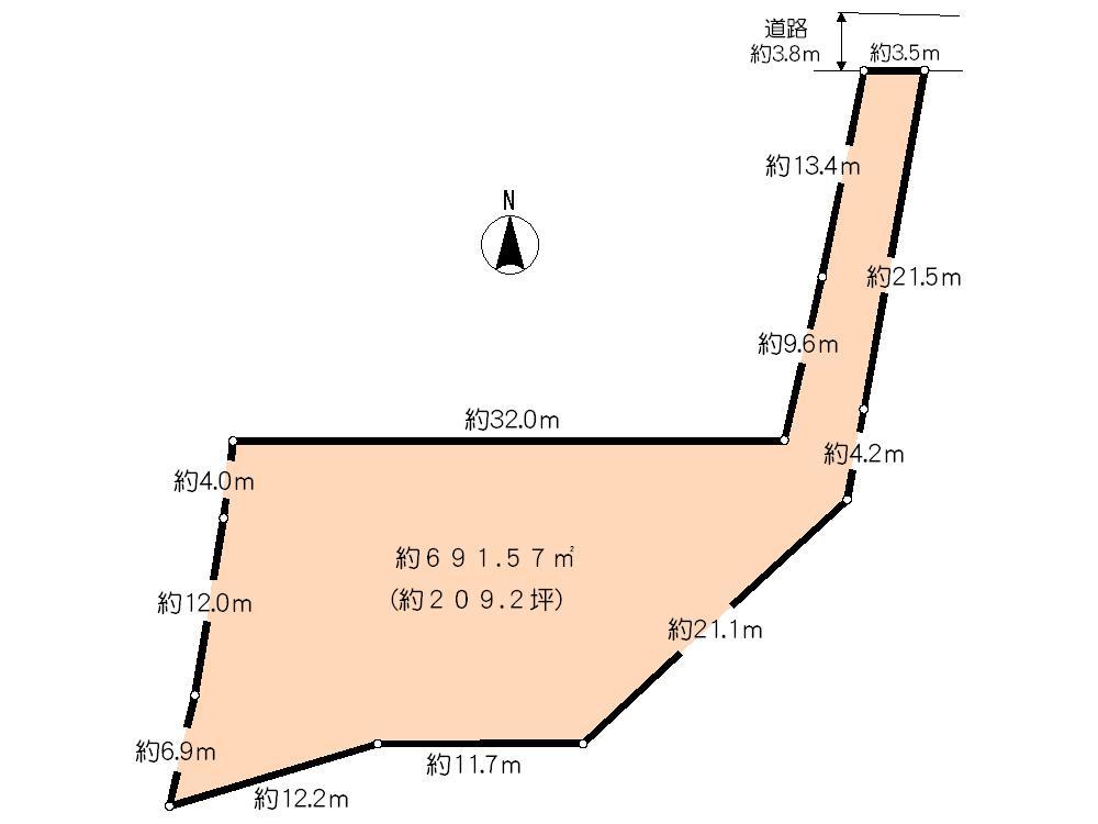 Compartment figure. Land price 150 million yen, Land area 691.57 sq m