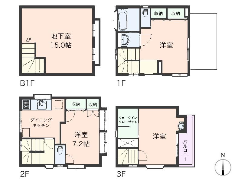 Floor plan. 64,800,000 yen, 2LDK + 2S (storeroom), Land area 58.34 sq m , Building area 109.39 sq m floor plan