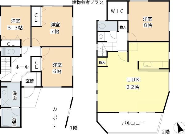 Floor plan. 69,800,000 yen, 4LDK, Land area 114.6 sq m , Building area 114.66 sq m 4LDK