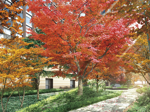 Features of the building.  [Colorful Garden] It arranged the trees to change the look with the seasons, Square of rest at night to bring peace is director of writing. Aim the garden where you can enjoy a variety of natural colors throughout the year.