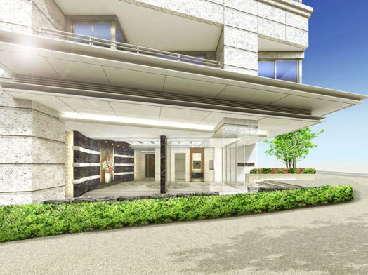 Buildings and facilities. Live person, Is the entry of sophisticated Yingbin greet those who visit Entrance. For people who live in the guest and here in the design thought to cherish the harmony of the town, It exudes an elegant atmosphere. (Entrance Rendering)