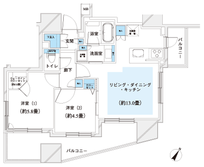 Floor: 2LDK + WIC, the occupied area: 53.25 sq m, Price: TBD