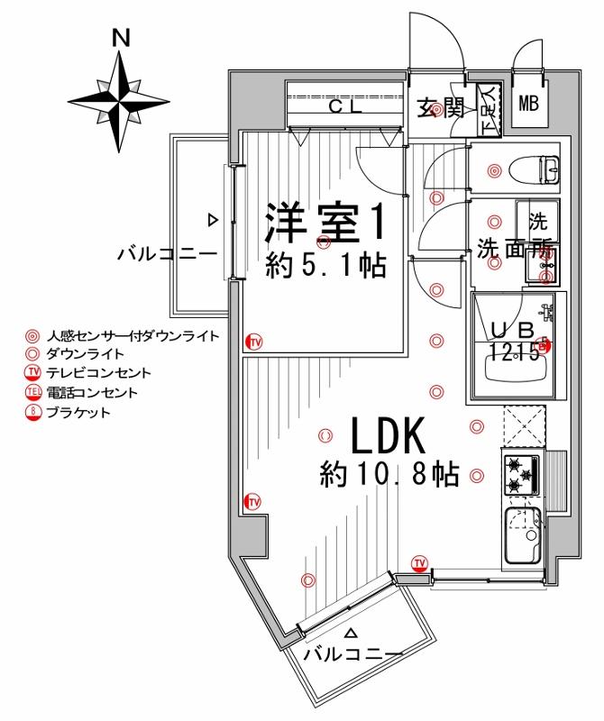 Floor plan. 1LDK, Price 21.9 million yen, Occupied area 37.96 sq m , Balcony area 4.75 sq m