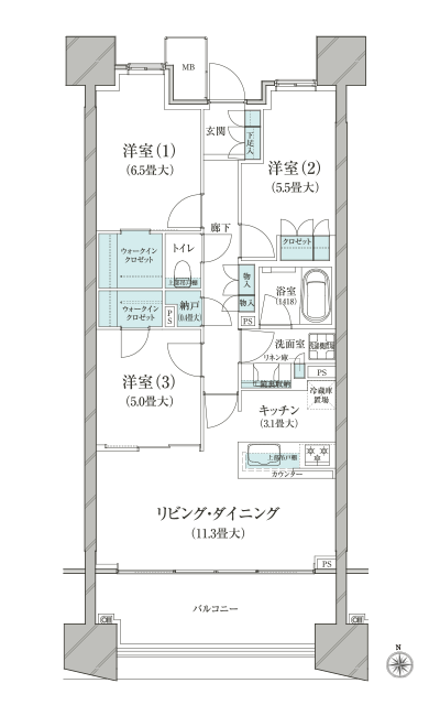 Floor: 3LDK + N + 2WIC, the area occupied: 74.2 sq m, Price: TBD