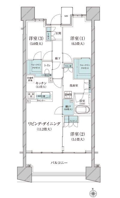 Floor: 3LDK + N + 2WIC, the area occupied: 74.2 sq m, Price: TBD