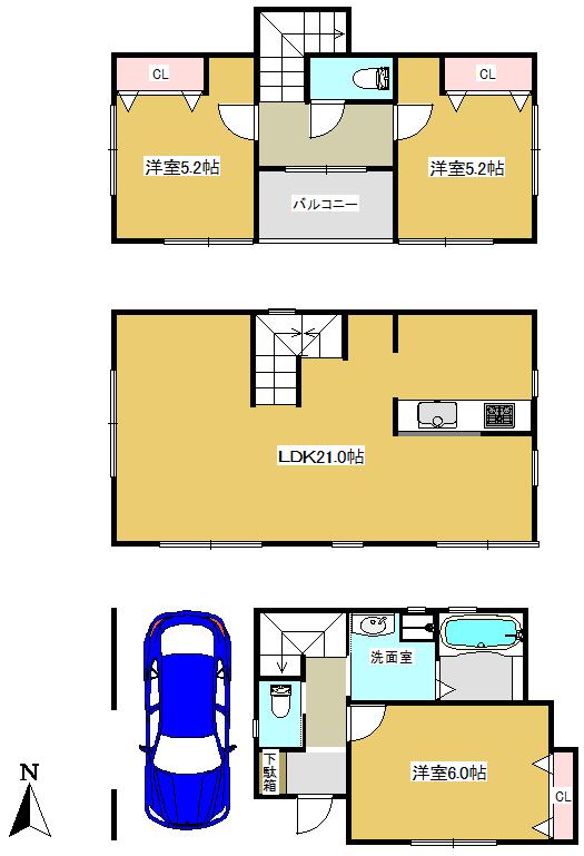 Building plan example (floor plan). Building plan example Building price 14 million yen, Building area 101.43 sq m