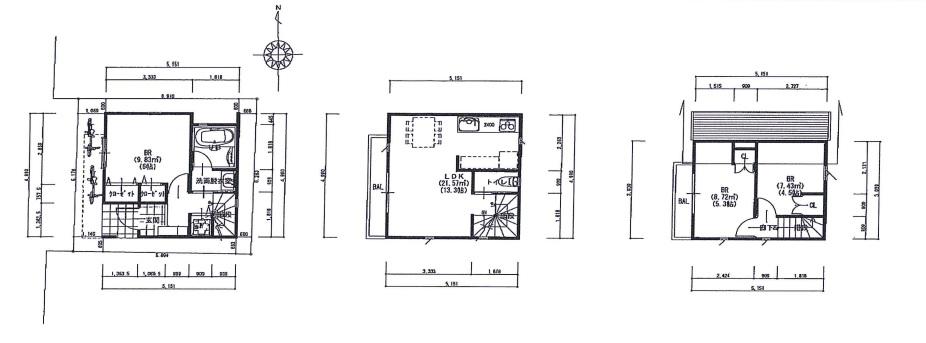 Compartment view + building plan example. Building plan example, Land price 23,900,000 yen, Land area 43 sq m , Building price 13,900,000 yen, Building area 70.74 sq m