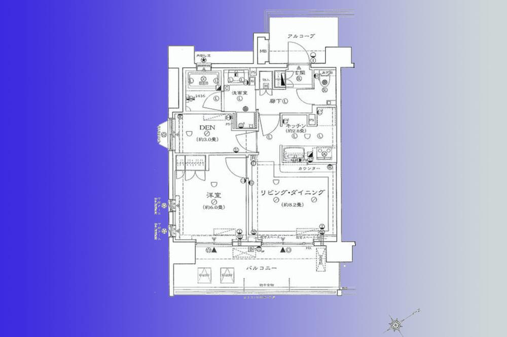 Floor plan. 1LDK + S (storeroom), Price 47,800,000 yen, Footprint 45.5 sq m , Balcony area 12.54 sq m   [Dispose of clean 3 Pledge of DEN] With happy closet that can be used as an oversized storage